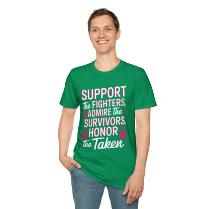 Breast Cancer Awareness Support Fighters Admire Survivors T-Shirt For Men Women