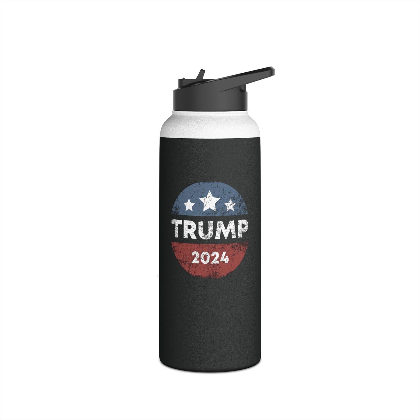 Trump 2024 Retro Campaign Button Re Elect President Trump Water Bottle For Men Women