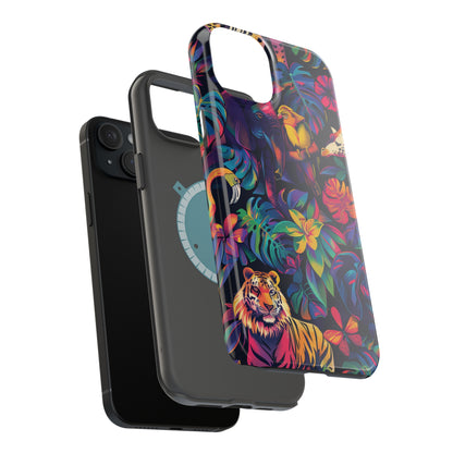 Animal Collage Vibrant Pattern iPhone 13 14 15 Pro Max Plus Case Compatible with MagSafe Tough Cases Protection, Magnetic Phone Case for iPhone  Classic Series