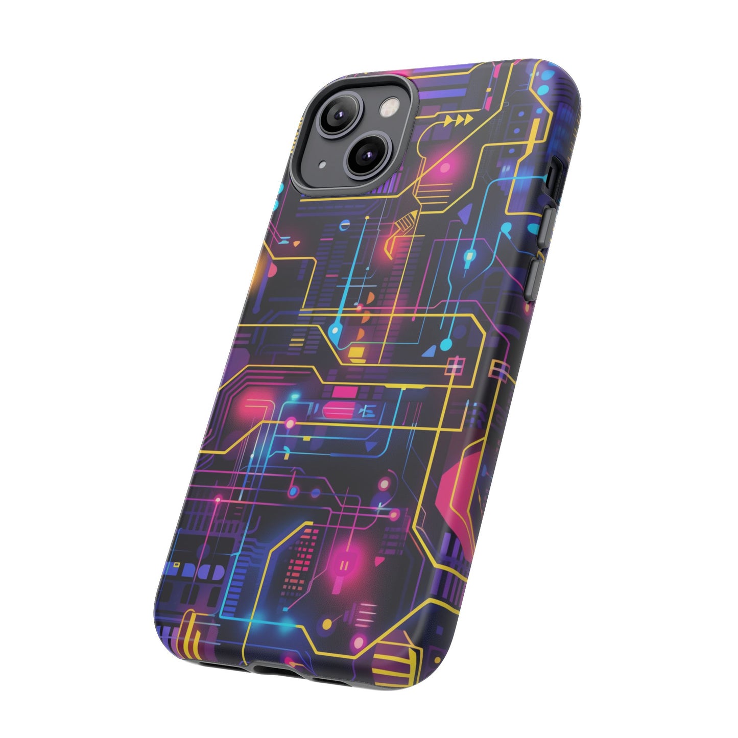 Cyberpunk Neon Vibrant Pattern iPhone 13 14 15 16 Pro Max Plus Case Wireless Charging Compatible Tough Cases Protection, Magnetic Phone Case for iPhone Classic Series