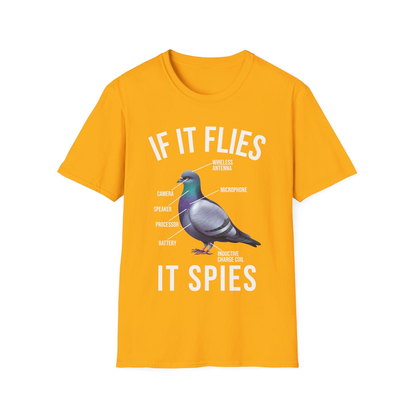 Funny If It Flies It Spies Pigeon Anatomy Bird aren't Real T-Shirt Men Women