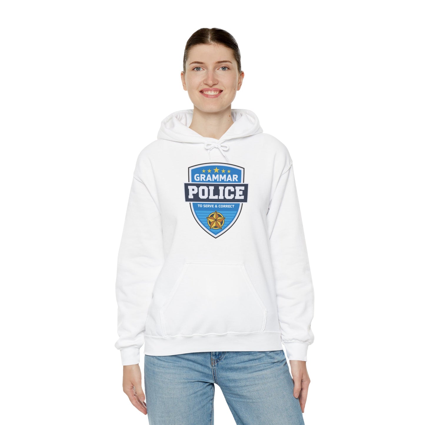 Grammar Police Badge To Serve and Correct Teacher Student Hoodie For Men Women