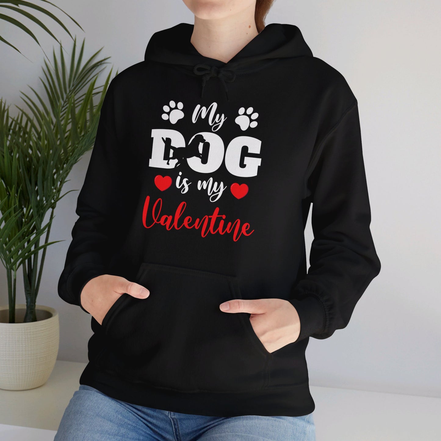 Funny My Dog is My Valentine Dog Lovers Hoodie For Men Women Hoodie