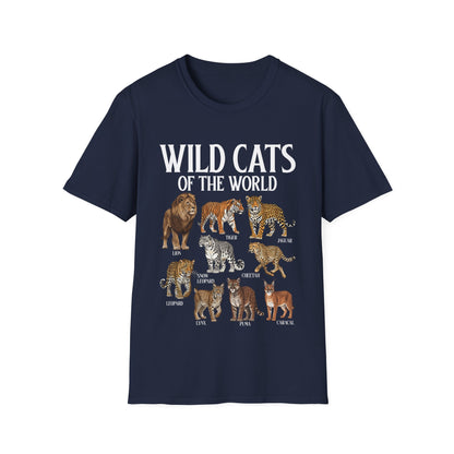 Wild Cats Animals of The World Educational Wild Animal Lover T-Shirt