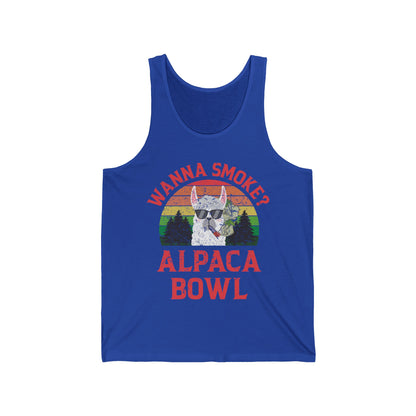 Funny Wanna Smoke Alpaca Bowl, Cute Weed Pun Marijuana Tank Tops