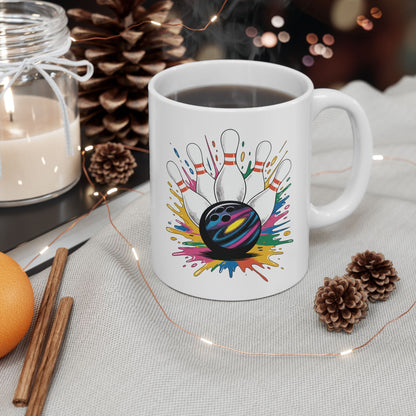 Bowling Game Day Colorful Bowling Paint Splatter Splash Coffee Mug For Men Women