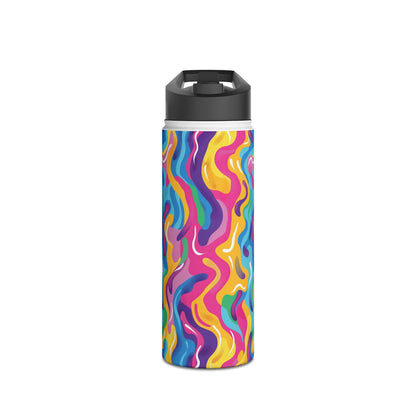 Rainbow Splash Pattern Stainless Steel Water Bottle with Twist-on Lid and Double-Wall Vacuum Insulation