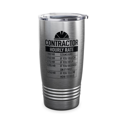 Funny Contractor Hourly Rate Price Chart Contractor Sarcastic Gift Tumbler