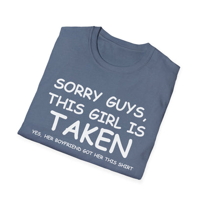 Funny Cute Sorry Im Taken Girlfriend Tshirt from Boyfriend t-Shirt for Men Women