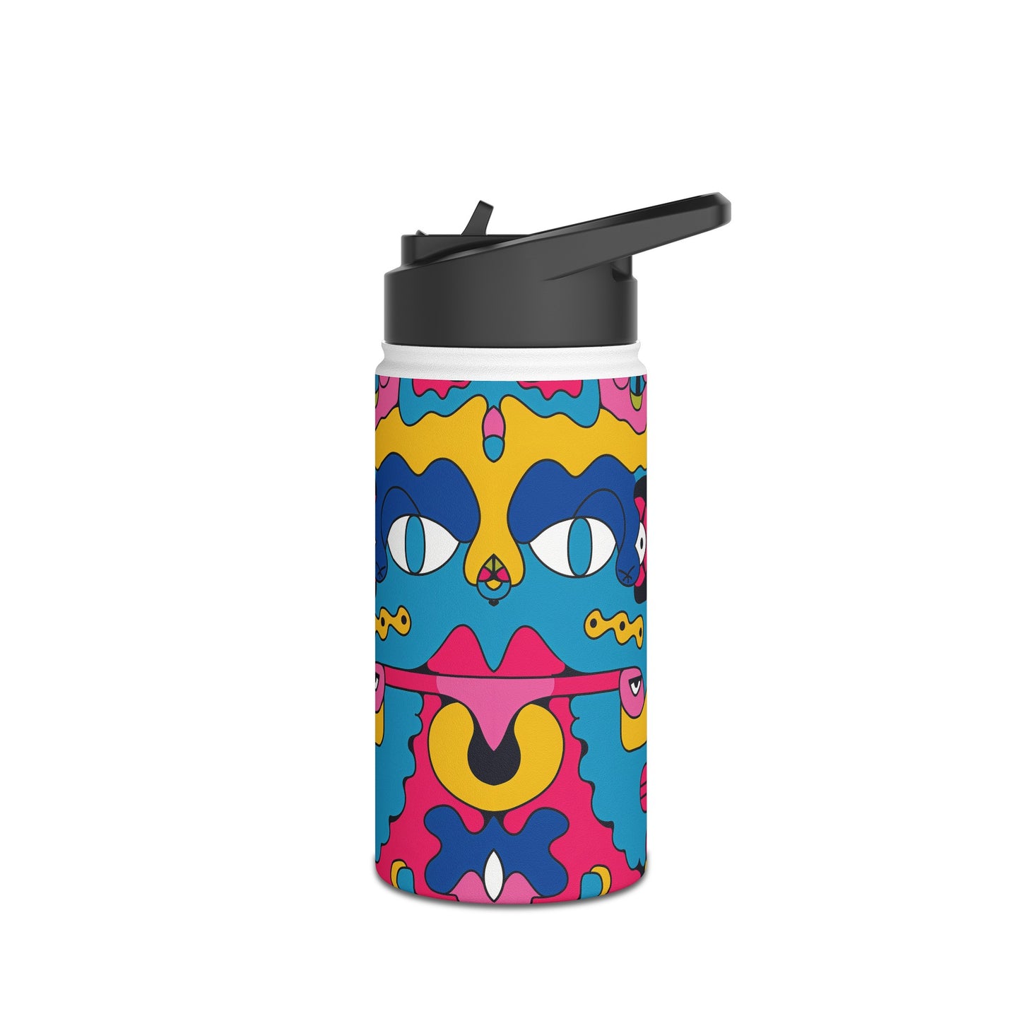 Pop Culture Fun Pattern Stainless Steel Water Bottle with Twist-on Lid and Double-Wall Vacuum Insulation