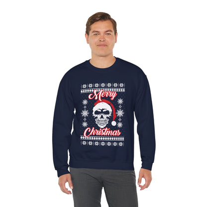 Merry Christmas Ugly Skull Holiday Xmas Jumper Crewneck Sweatshirt Sweater