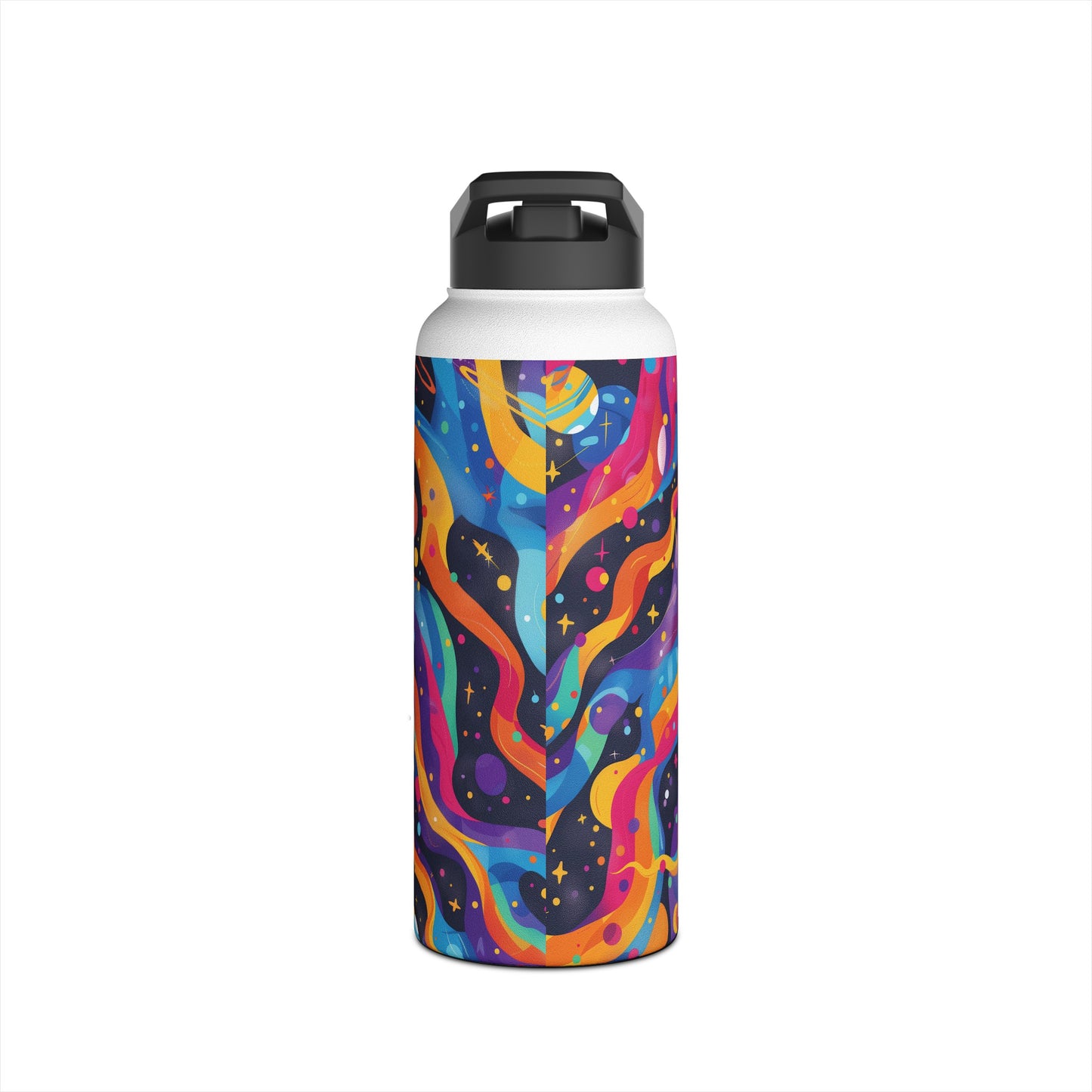 Planetary Parade Pattern Stainless Steel Water Bottle with Twist-on Lid and Double-Wall Vacuum Insulation