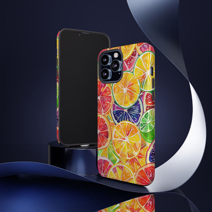 Citrus Burst Vibrant Pattern iPhone 13 14 15 16 Pro Max Plus Case Wireless Charging Compatible Tough Cases Protection, Magnetic Phone Case for iPhone Classic Series