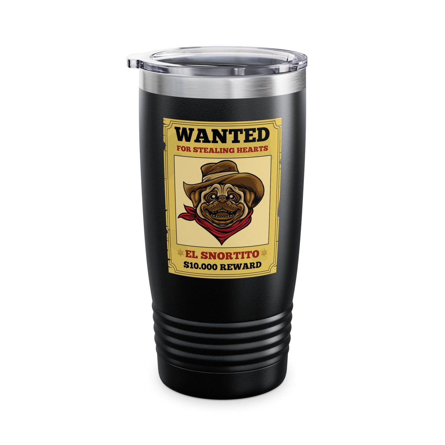 Vintage Pug Wanted Poster Cute Western Cowboy Funny Pug Dog Tumbler For Men Women Tumbler