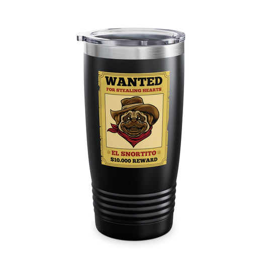 Vintage Pug Wanted Poster Cute Western Cowboy Funny Pug Dog Tumbler For Men Women Tumbler