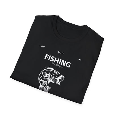 Funny Fishing Is Calling Me T-Shirt Phone Screen Fishing Sailing Rod Tee Top Men