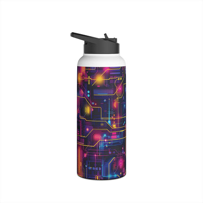 Cyberpunk Neon Vibran Pattern Stainless Steel Water Bottle with Twist-on Lid and Double-Wall Vacuum Insulation