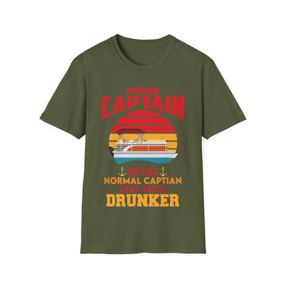 Funny Pontoon Captain Boat Lake Boating Beer Party Gift for Dad T-Shirt