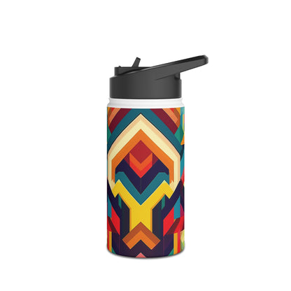 Geometric Illusion Pattern Stainless Steel Water Bottle with Twist-on Lid and Double-Wall Vacuum Insulation