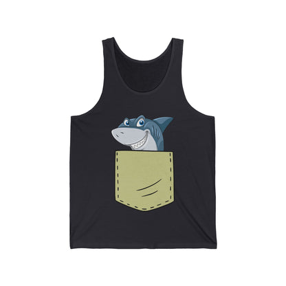 Cute Shark Pocket Animal Pets Funny Shark Gift Tank Top For Mens Womens Kids Tank Top