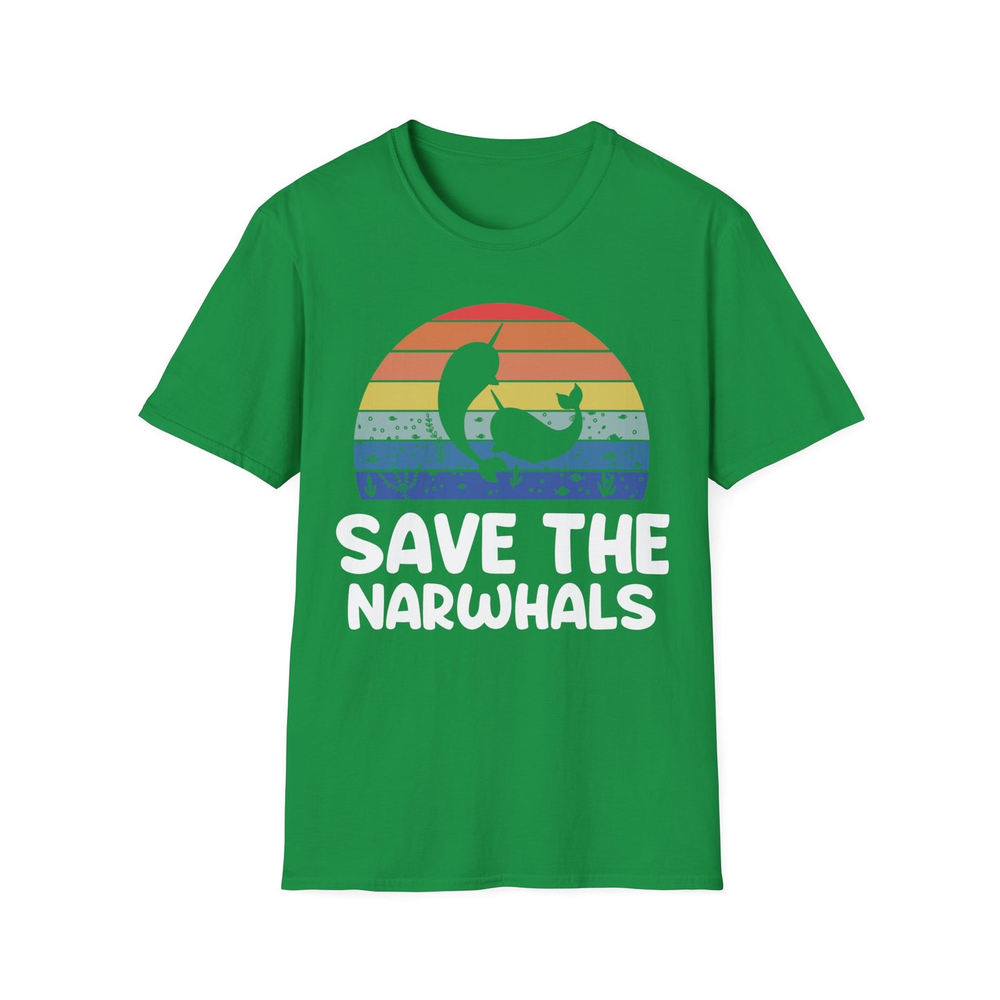 Funny Save The Narwhals Retro Narwhals T-Shirt Men Women