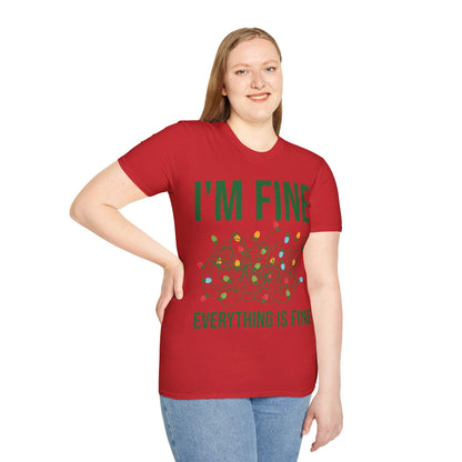 Funny I'm Fine Everything Is Fine Christmas Lights Xmas T-Shirt Men Women