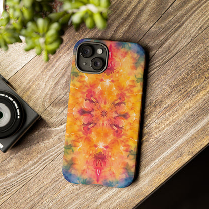 Tie-Dye Dream Pattern iPhone 13 14 15 16 Pro Max Plus Case Wireless Charging Compatible Tough Cases Protection, Magnetic Phone Case for iPhone Classic Series