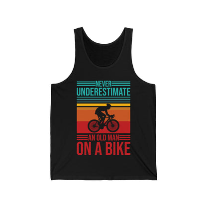 Men's Never Underestimate An Old Man On A Bike Grandpa Grandfather Tank Top Men Women