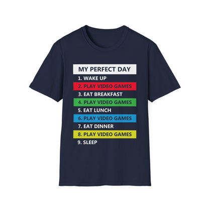 Funny My Perfect Day of Gamer Video Games Gaming T-Shirt Funny Kids Tee Top