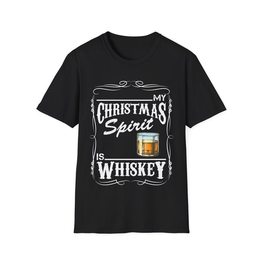 Funny Whiskey Is My Christmas Spirit Xmas Drinking Vintage T-Shirt