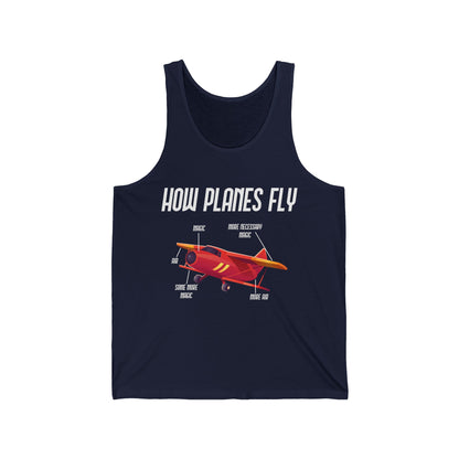 Funny How Planes Fly Airplane Parts Design for Flight Lovers Tank Tops For Men Women