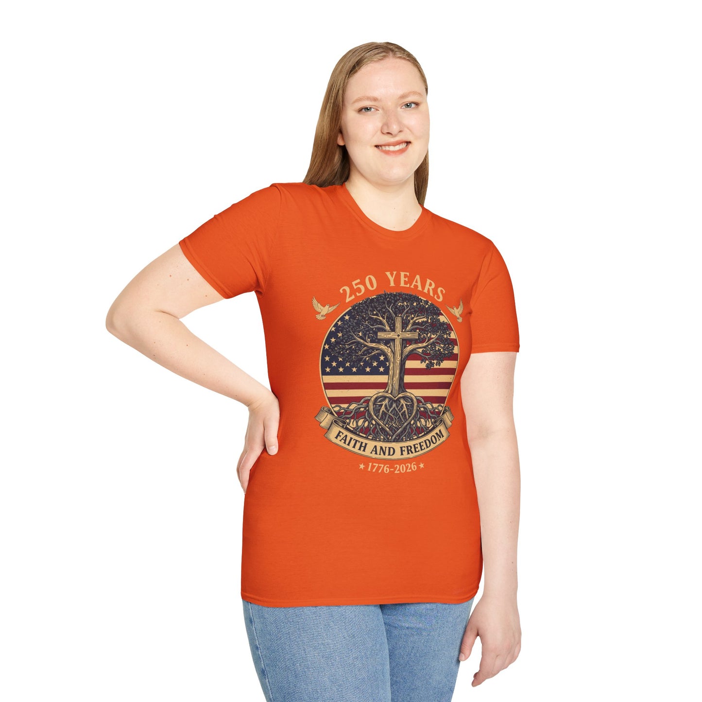 250 Years Faith and Freedom Christian USA 250th Anniversary T-Shirt