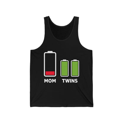 Funny Twin Mother Low Battery Tired Mom Of Twins Tank Tops