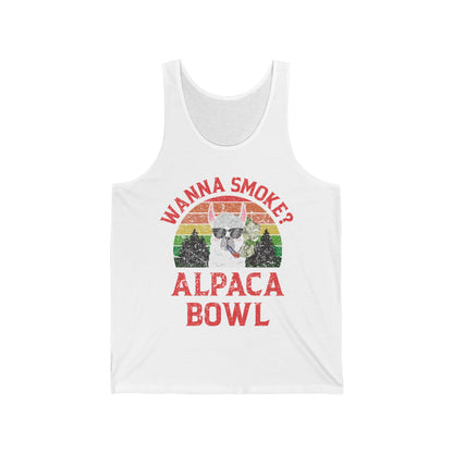 Funny Wanna Smoke Alpaca Bowl, Cute Weed Pun Marijuana Tank Tops