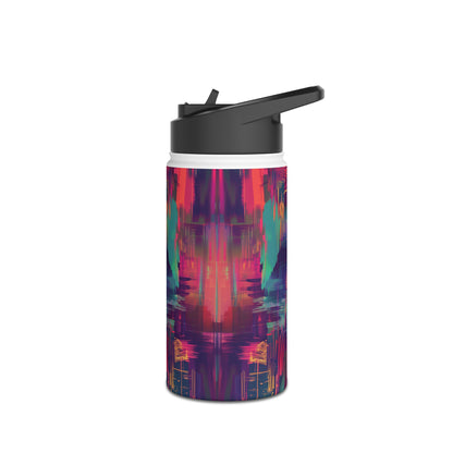 Glitch Art Pattern Stainless Steel Water Bottle with Twist-on Lid and Double-Wall Vacuum Insulation