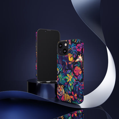 Animal Collage Vibrant Pattern iPhone 13 14 15 16 Pro Max Plus Case Wireless Charging Compatible Tough Cases Protection, Magnetic Phone Case for iPhone Classic Series