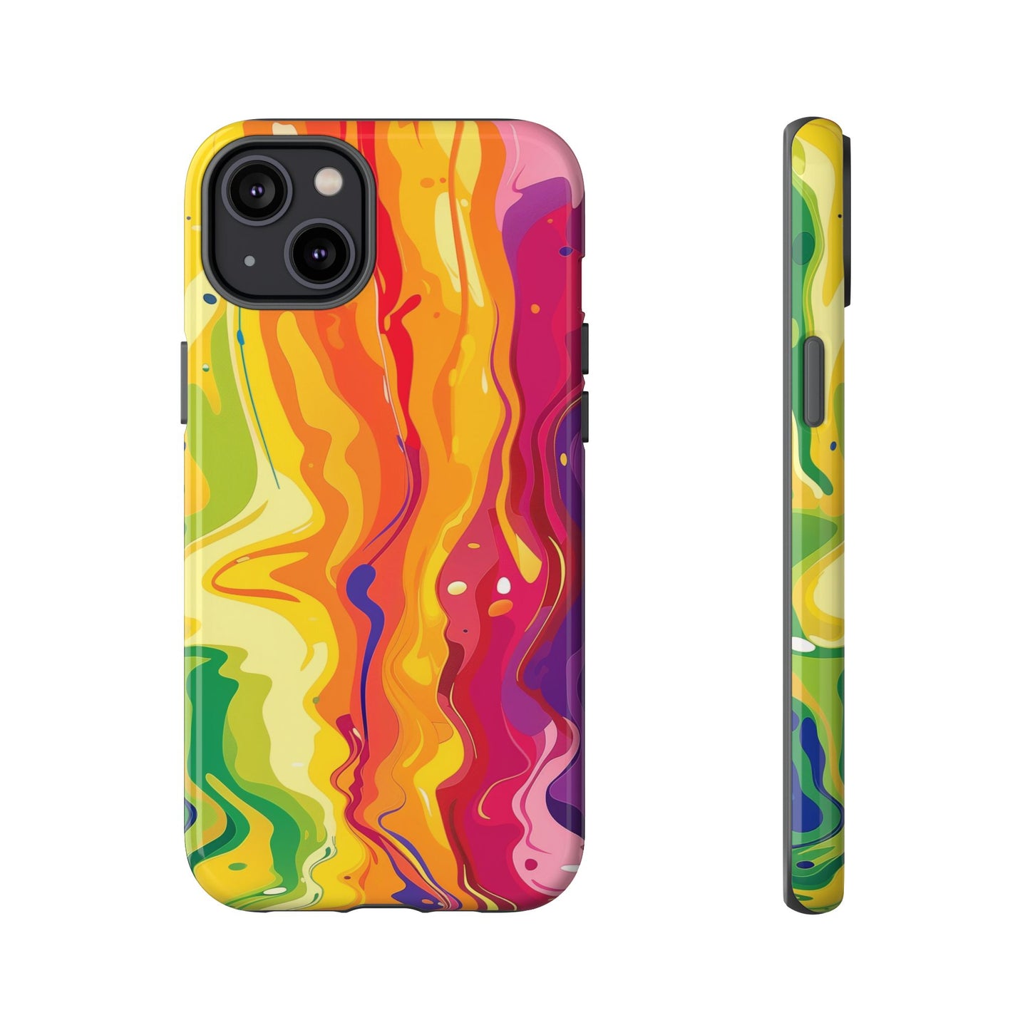 Rainbow Splash Vibrant iPhone 13 14 15 16 Pro Max Plus Case Wireless Charging Compatible Tough Cases Protection, Magnetic Phone Case for iPhone Classic Series