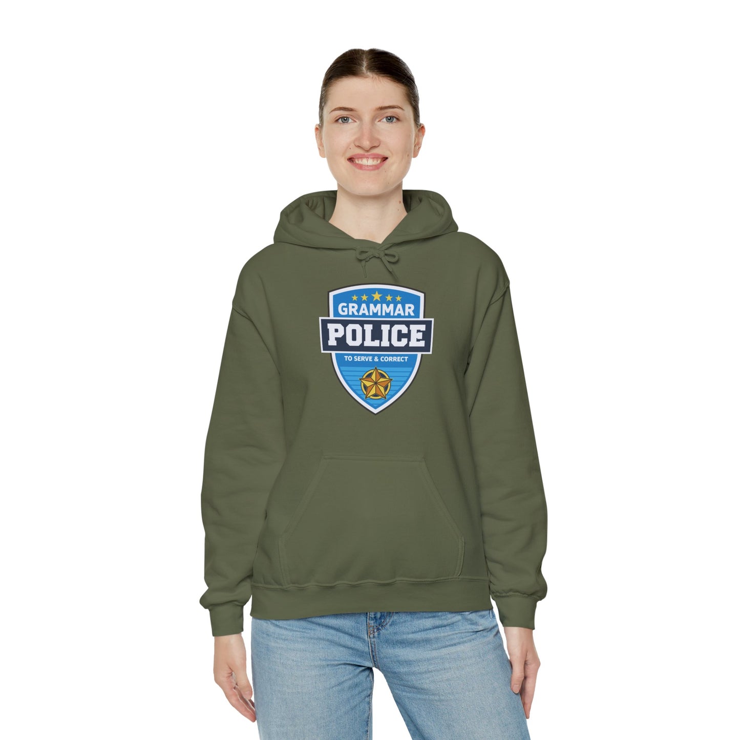 Grammar Police Badge To Serve and Correct Teacher Student Hoodie For Men Women