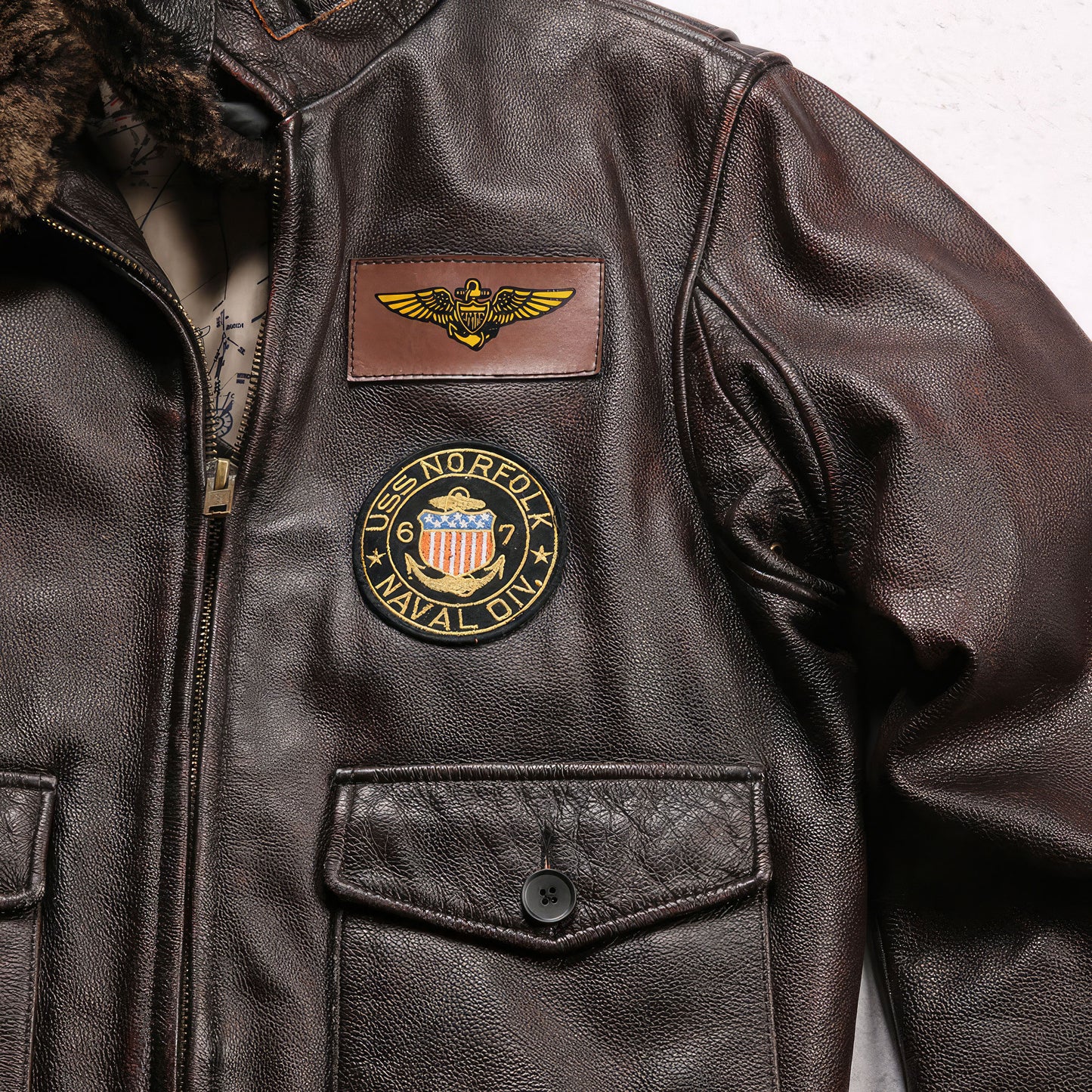 Mens Air Force G1 Pilot Warm Real Removable Fur Collar Genuine Cow Leather Coat Cowhide Bomber Genuine Leather Jackets