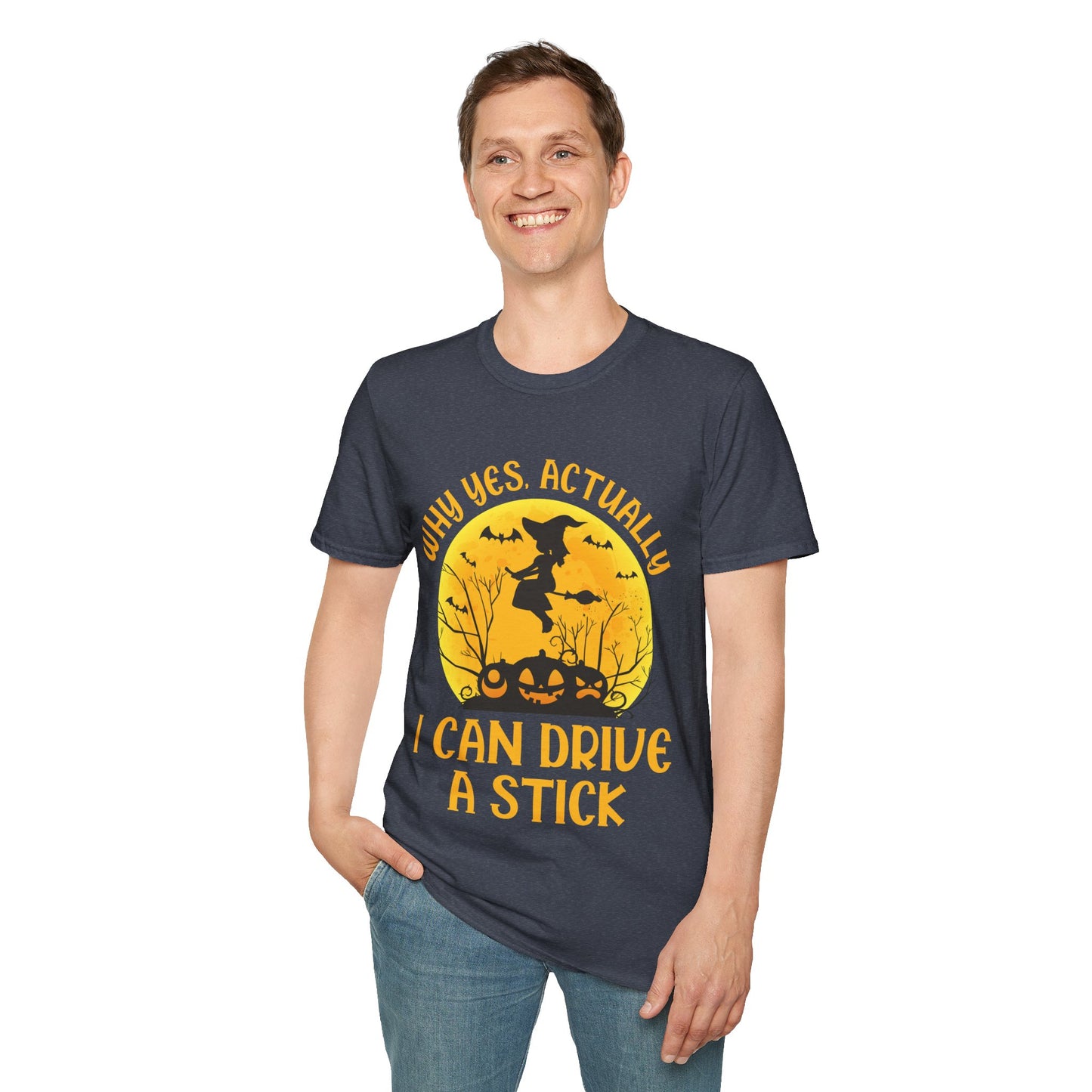 Funny Why Yes Actually I Can Drive A Stick Witch Halloween Party T-Shirt Girls Women