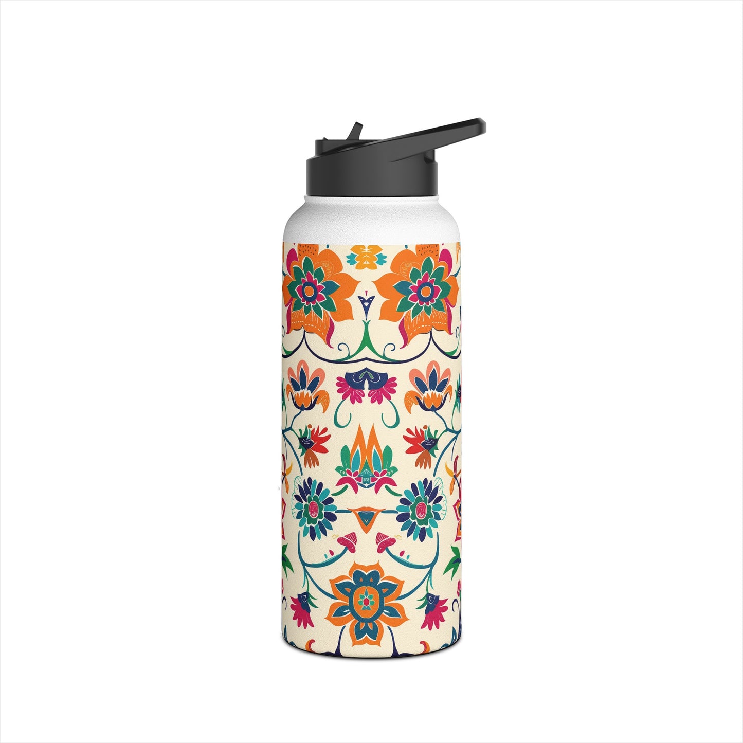 Fiesta Fiesta White Pattern Stainless Steel Water Bottle with Twist-on Lid and Double-Wall Vacuum Insulation