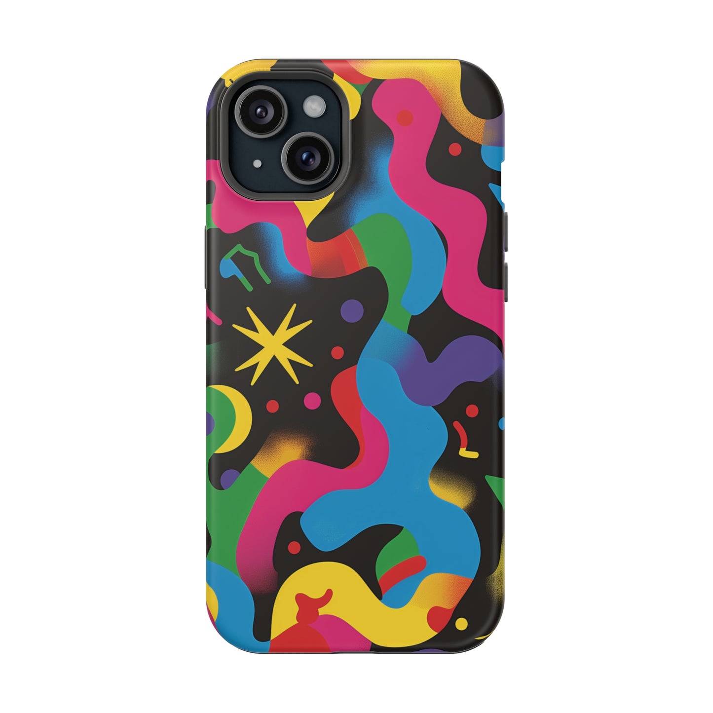 Pop Culture Fun Vibrant Pattern iPhone 13 14 15 Pro Max Plus Case Compatible with MagSafe Tough Cases Protection, Magnetic Phone Case for iPhone  Classic Series