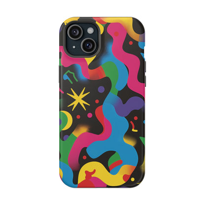 Pop Culture Fun Vibrant Pattern iPhone 13 14 15 Pro Max Plus Case Compatible with MagSafe Tough Cases Protection, Magnetic Phone Case for iPhone  Classic Series