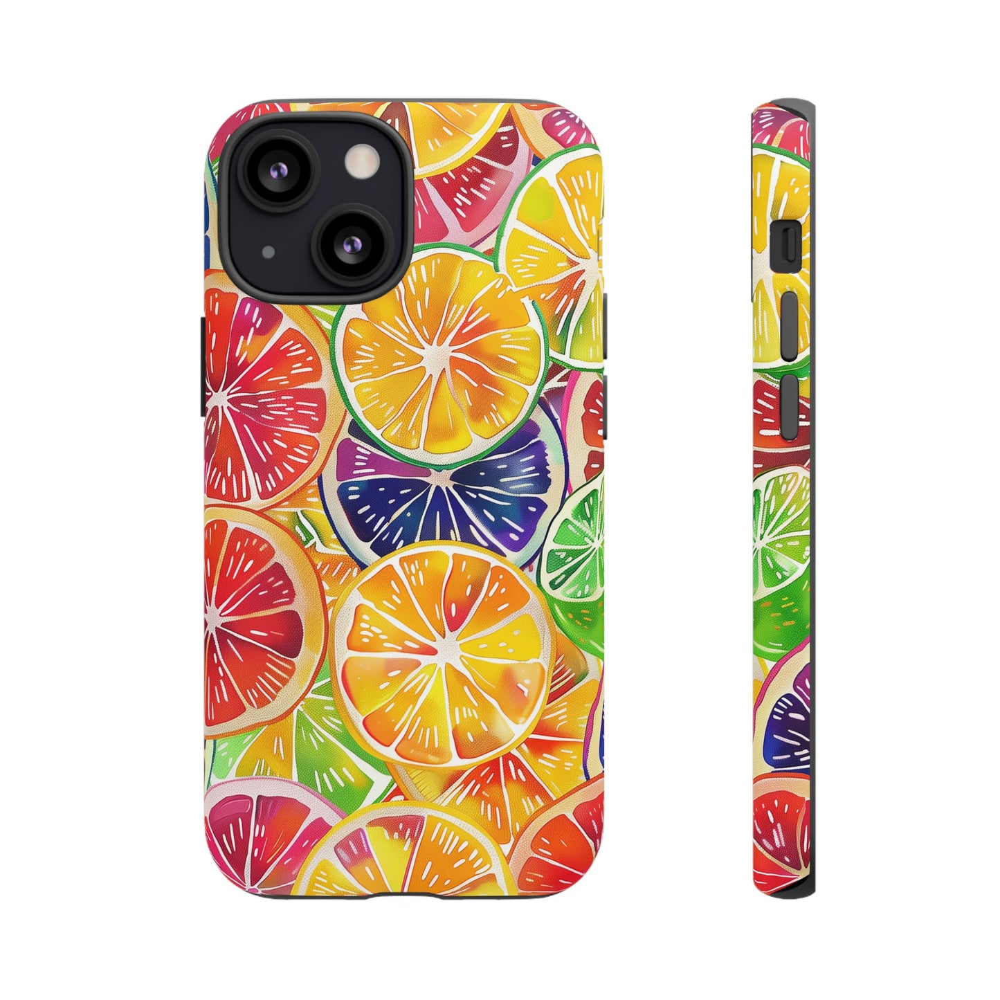 Citrus Burst Vibrant Pattern iPhone 13 14 15 16 Pro Max Plus Case Wireless Charging Compatible Tough Cases Protection, Magnetic Phone Case for iPhone Classic Series