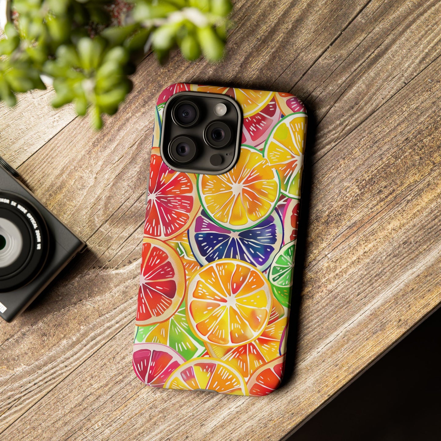 Citrus Burst Vibrant Pattern iPhone 13 14 15 16 Pro Max Plus Case Wireless Charging Compatible Tough Cases Protection, Magnetic Phone Case for iPhone Classic Series