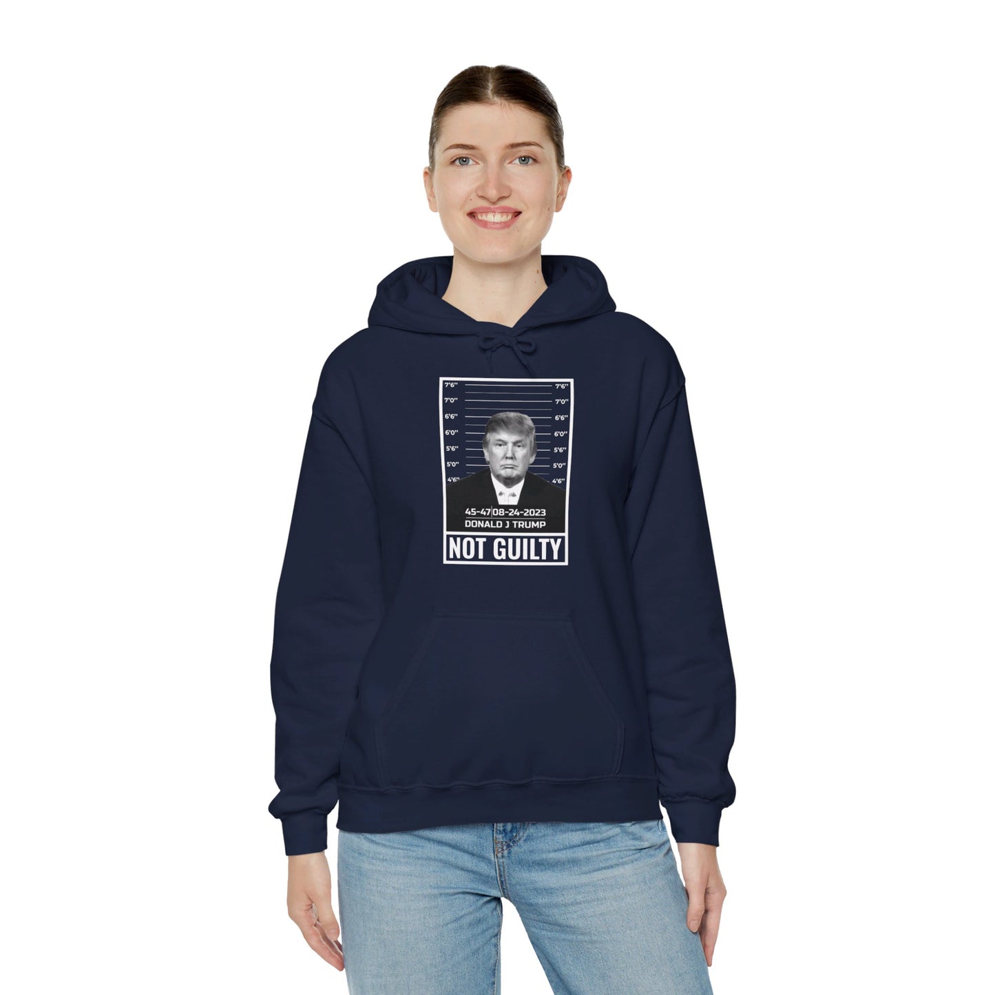 Donald Trump Police Mugshot Not Guilty President Legend 45 47 Hoodie For Men Women Hoodie