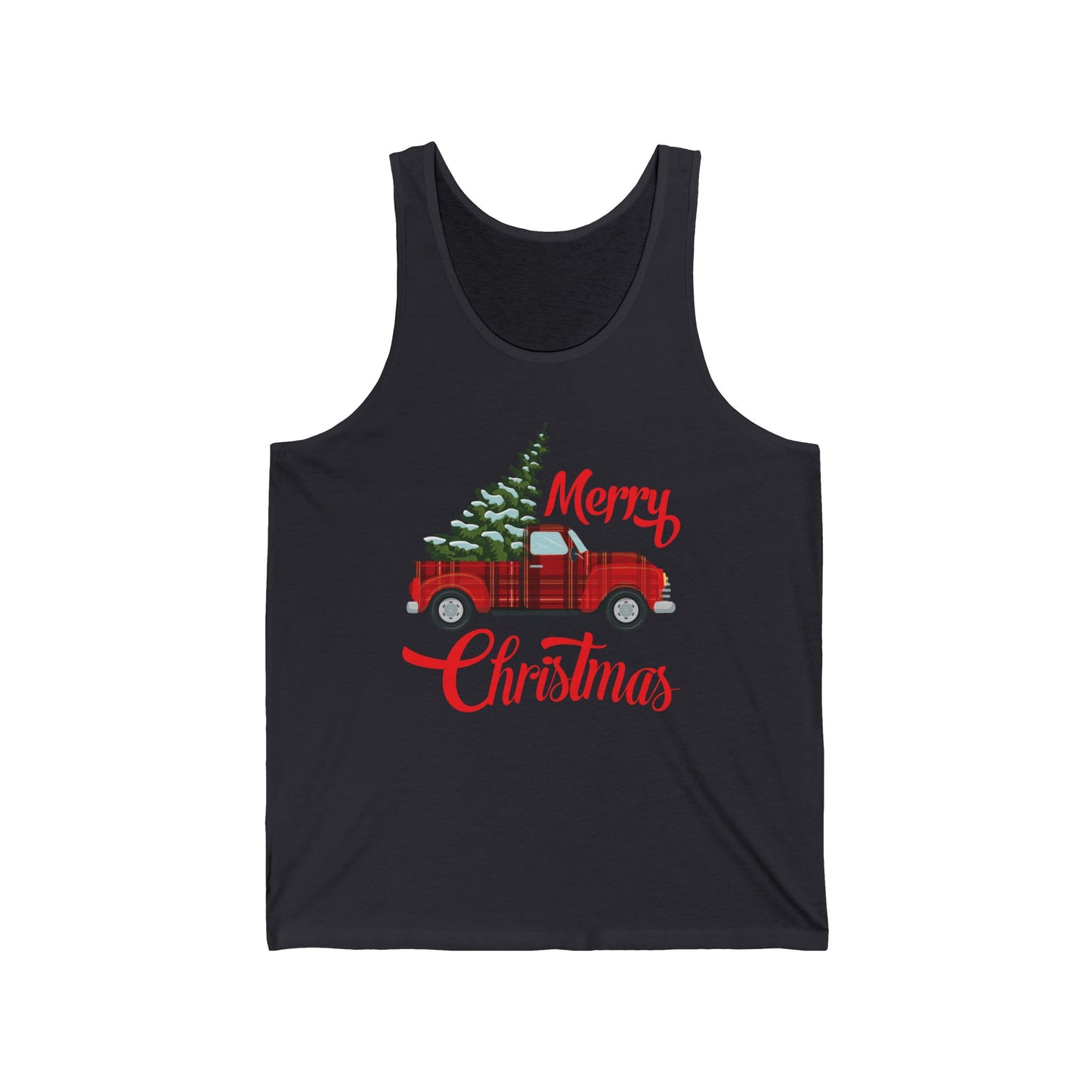 Merry Christmas Buffalo Plaid Red Truck Tree Xmas Tank Top Men Women