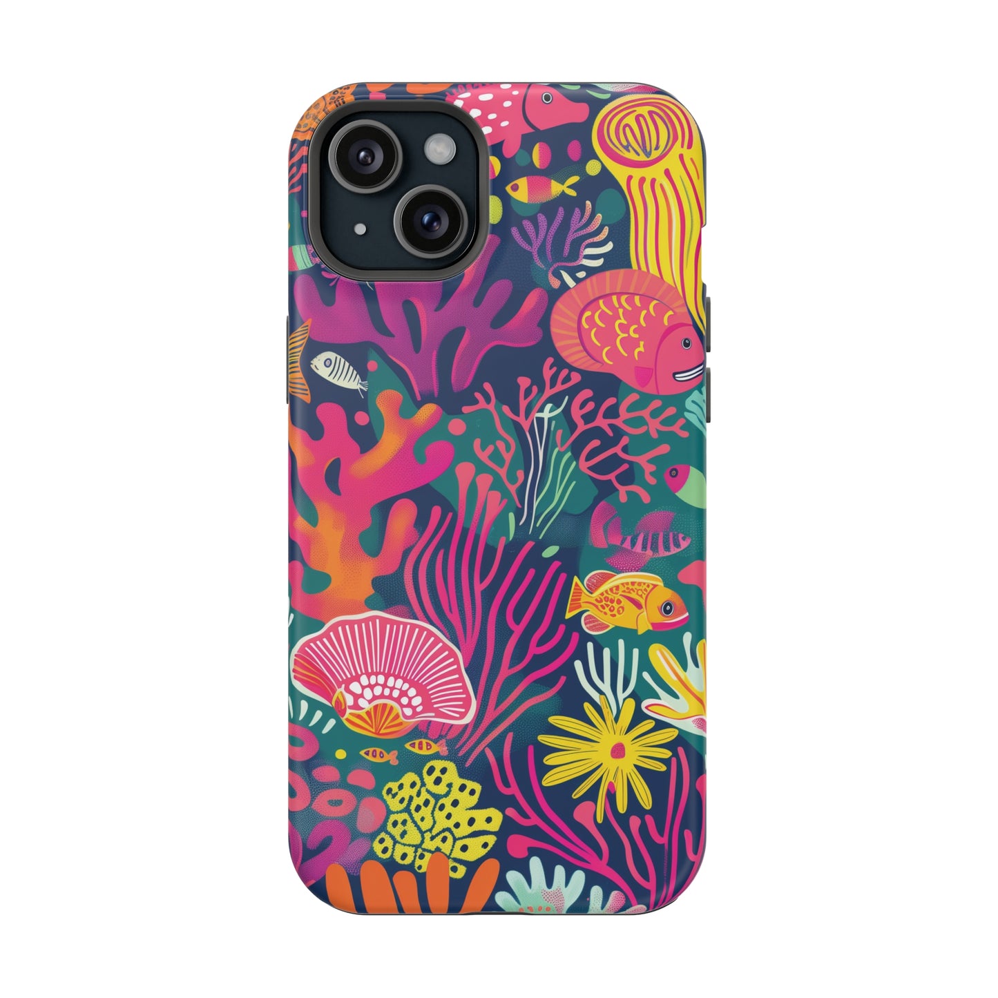 Underwater World Vibrant Pattern iPhone 13 14 15 Pro Max Plus Case Compatible with MagSafe Tough Cases Protection, Magnetic Phone Case for iPhone  Classic Series