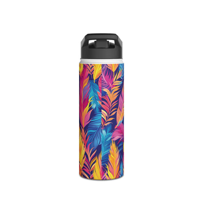 Colorful Feathers Pattern Stainless Steel Water Bottle with Twist-on Lid and Double-Wall Vacuum Insulation