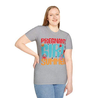 Groovy Pregnancy Reveal Pregnant Girl Summer T-Shirt For Baby Shower T-Shirt